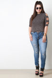Rib Knit Banded Sleeve Crop Top
