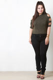 Rib Knit Banded Sleeve Crop Top