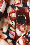 Textured Knit Blossom Print High Waisted Pants
