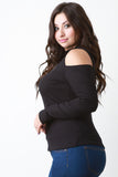 Cold Shoulder Ribbed Knit Top