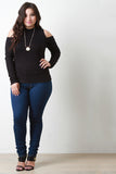 Cold Shoulder Ribbed Knit Top