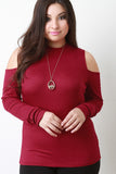 Cold Shoulder Ribbed Knit Top