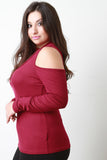 Cold Shoulder Ribbed Knit Top