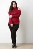 Cold Shoulder Ribbed Knit Top
