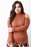 Cold Shoulder Ribbed Knit Top