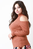 Cold Shoulder Ribbed Knit Top