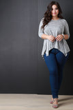 Corset Lace Up Back Marled Knit Top