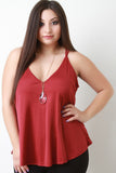 Rib Knit Deep V Double Strap Cami