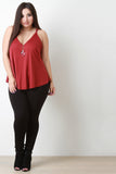 Rib Knit Deep V Double Strap Cami