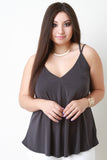 Rib Knit Deep V Double Strap Cami