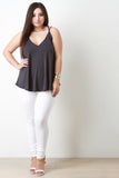 Rib Knit Deep V Double Strap Cami