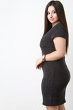 Rib Knit Bodycon Key Hole Sweater Dress