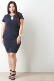 Rib Knit Bodycon Key Hole Sweater Dress
