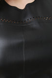 Perforated Vegan Leather Sleeveless Trapeze Dress