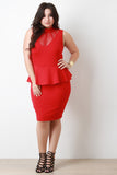 Mock Neck Semi Sheer Mesh Midi Dress