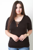 Jersey Knit Crisscross V-Neckline Top