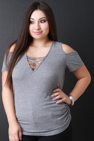 Open Shoulder Criss Cross Neck Top