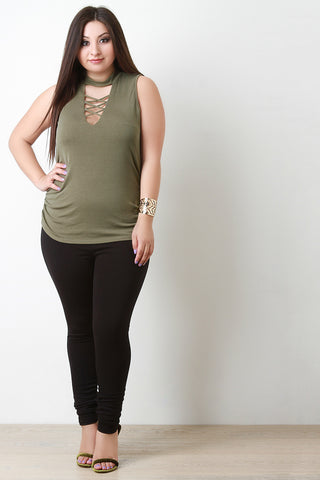 Lattice Choker Sleeveless Top