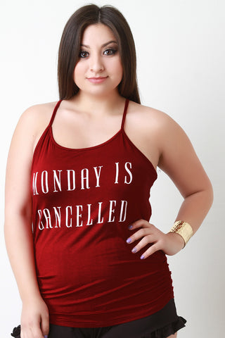 Sleeveless Monday Is Cancelled Print Top