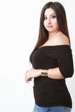 V-Bardot Ruched Side Top