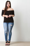V-Bardot Ruched Side Top
