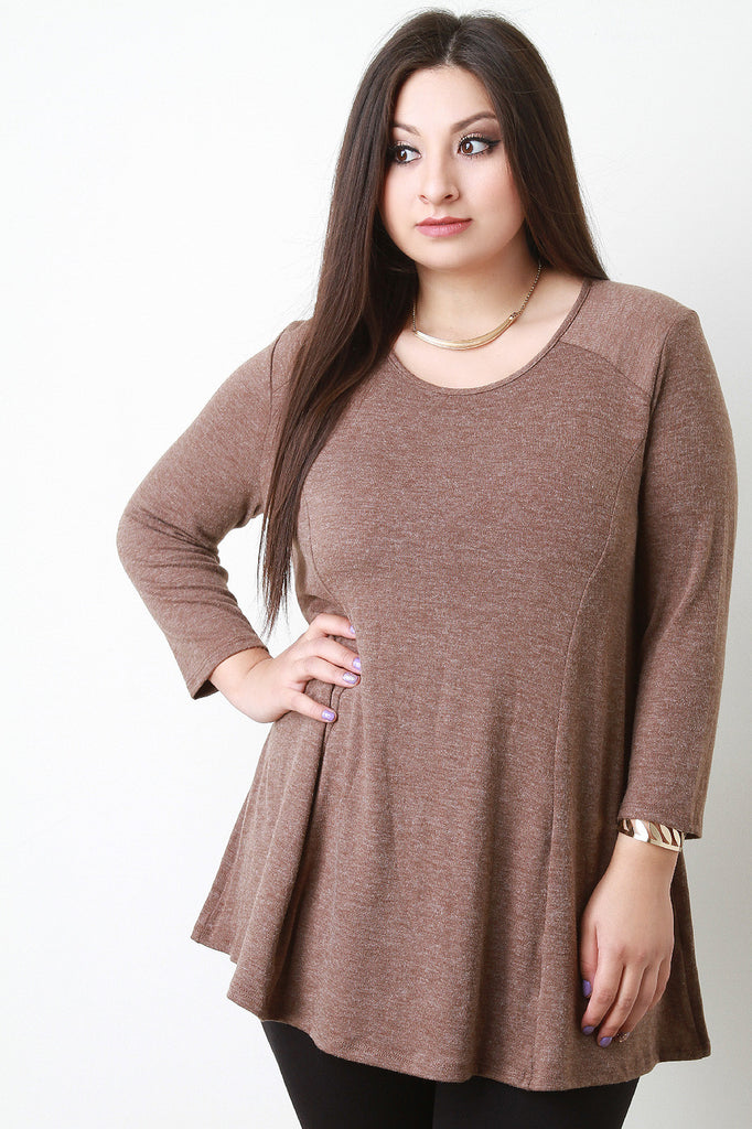 Long Sleeve Princess Seam Flare Cut Sweater