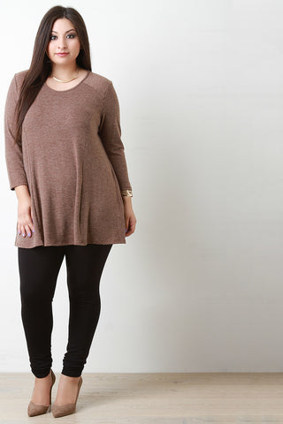 Long Sleeve Princess Seam Flare Cut Sweater