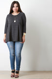 Long Sleeve Princess Seam Flare Cut Sweater