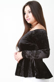 Velvet Off The Shoulder Peplum Top