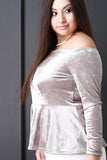 Velvet Off The Shoulder Peplum Top