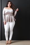 Velvet Off The Shoulder Peplum Top