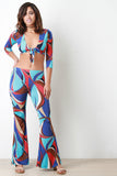 Colorful Abstract Print Mid Rise Bell Bottoms