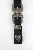 Ornate Flower Double Buckle Elastic Belt