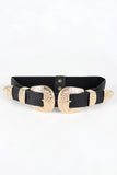 Ornate Flower Double Buckle Elastic Belt