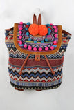 Multi Colored Drawstring Pom Pom Backpack