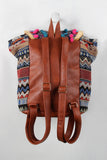 Multi Colored Drawstring Pom Pom Backpack