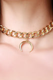Golden Crescent Moon Choker Necklace