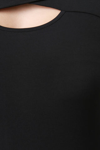 Long Sleeve Cross Over Keyhole Bodycon Dress