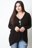 Rib Knit Long Sleeves High Low Tunic Top