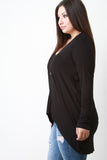 Rib Knit Long Sleeves High Low Tunic Top
