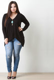 Rib Knit Long Sleeves High Low Tunic Top
