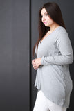 Rib Knit Long Sleeves High Low Tunic Top