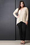 Rib Knit Long Sleeves High Low Tunic Top