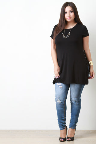 Jersey Knit Side Lace Up Top