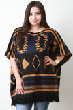Southwestern Frayed Hem Poncho