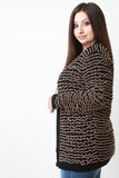 Two Tone Knit Open Front Cardigan