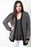 Two Tone Knit Open Front Cardigan