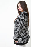 Two Tone Knit Open Front Cardigan