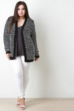 Two Tone Knit Open Front Cardigan