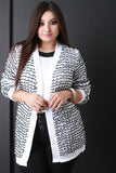 Two Tone Knit Open Front Cardigan
